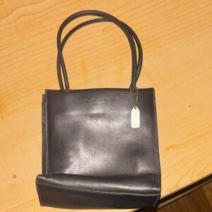 Coach Dark Gray Leather Shoulder Bag